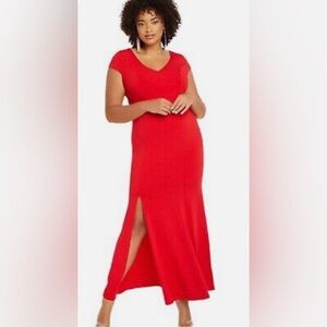 Eloquii Red Cap Sleeve Gown Dress Size 18